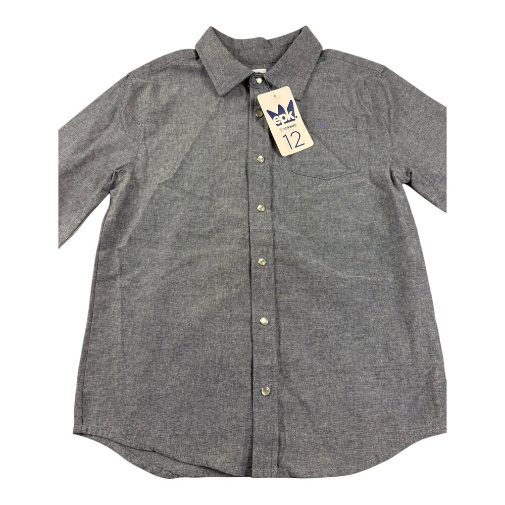 EPK Boys' Pearl Snap Long Sleeve Button-Up Dress Shirt - Size 12 - Gray NWT - Picture 11 of 11
